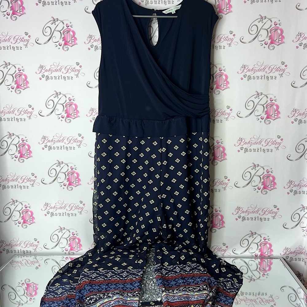 Cleo pants suit jumper one piece onesie Navy Geometric paisley pants top